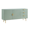 Modern Solid Wood Stripped Design Sideboard - Green finish