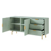 Modern Solid Wood Stripped Design Sideboard - Green finish