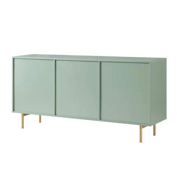 Modern Solid Wood Stripped Design Sideboard - Green finish