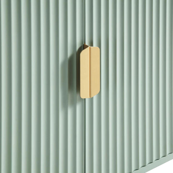 Modern Solid Wood Stripped Design Sideboard - Green finish