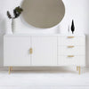 Modern Solid Wood Stripped Design Sideboard - White finish