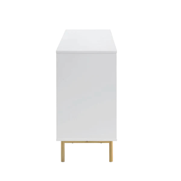 Modern Solid Wood Stripped Design Sideboard - White finish