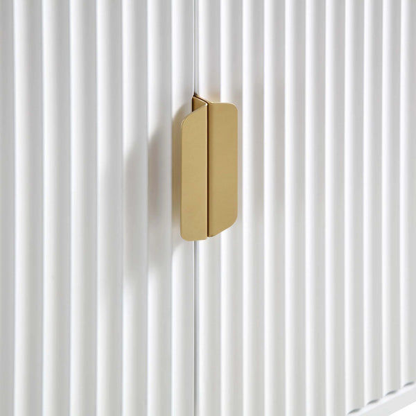 Modern Solid Wood Stripped Design Sideboard - White finish