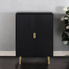 Solid Wood 2 Door Highboard Storage Cabinet - Black Finish
