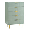 Modern Solid Wood Chest of 5 Drawer - Green Finish