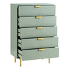 Modern Solid Wood Chest of 5 Drawer - Green Finish