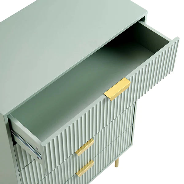 Modern Solid Wood Chest of 5 Drawer - Green Finish