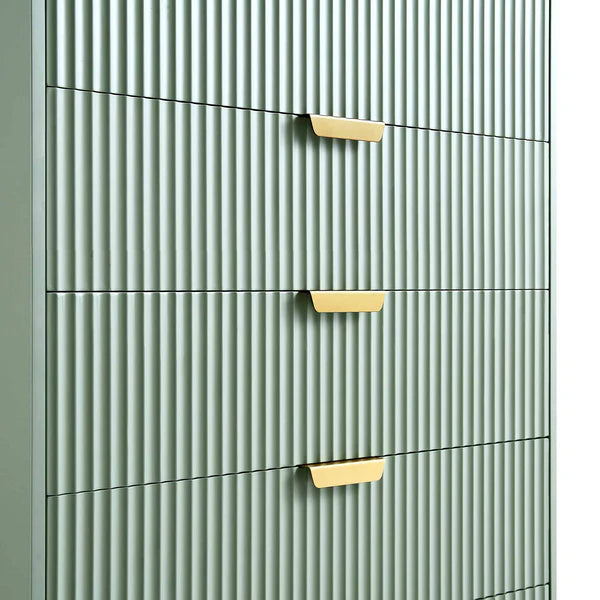 Modern Solid Wood Chest of 5 Drawer - Green Finish