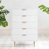 Modern Solid Wood Chest of 5 Drawer - White Finish