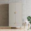 Solid Wood 2- Door Wardrobe - Taupe Finish