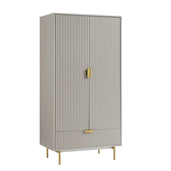 Solid Wood 2- Door Wardrobe - Taupe Finish
