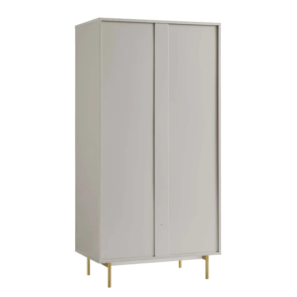 Solid Wood 2- Door Wardrobe - Taupe Finish