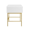 Solid Wood Dressing Table Stripped Design - White Finish