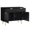 Modern Solid Wood 2- Door Cabinet With Drawers - Black Finish