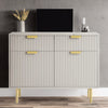 Modern Solid Wood 2- Door Cabinet With Drawers - Taupe Finish