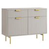 Modern Solid Wood 2- Door Cabinet With Drawers - Taupe Finish