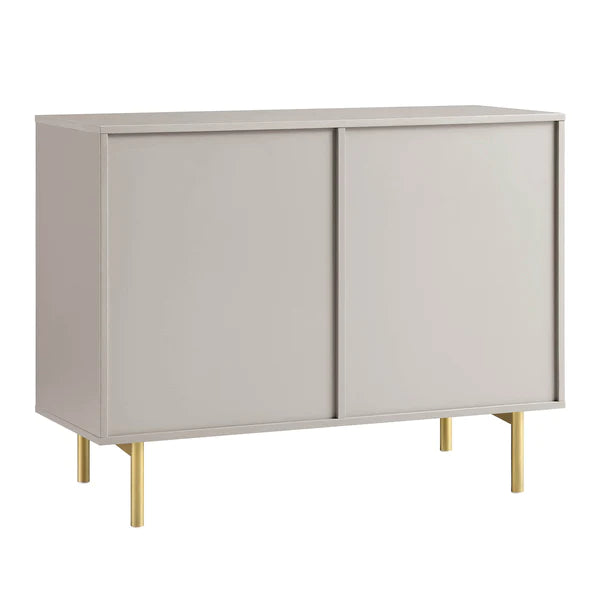 Modern Solid Wood 2- Door Cabinet With Drawers - Taupe Finish