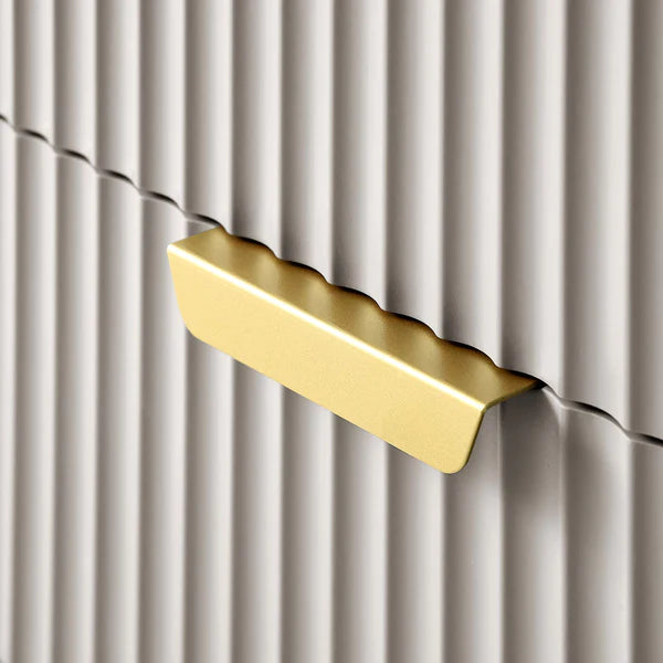 Modern Solid Wood 2- Door Cabinet With Drawers - Taupe Finish