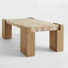Barnaul Solid Wood & Travertine Coffee Table