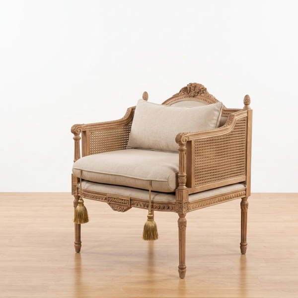 Bartica Solid Wood Rattan 1 Seater Sofa