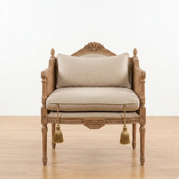 Bartica Solid Wood Rattan 1 Seater Sofa