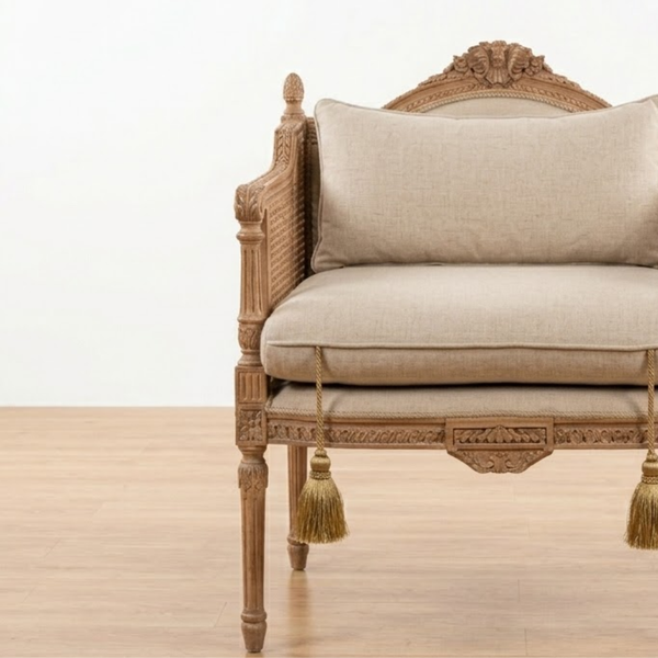 Bartica Solid Wood Rattan 1 Seater Sofa