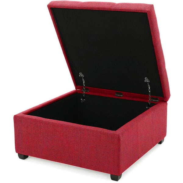 Bathurst Solid Wood Ottoman in Blood Maroon Colour