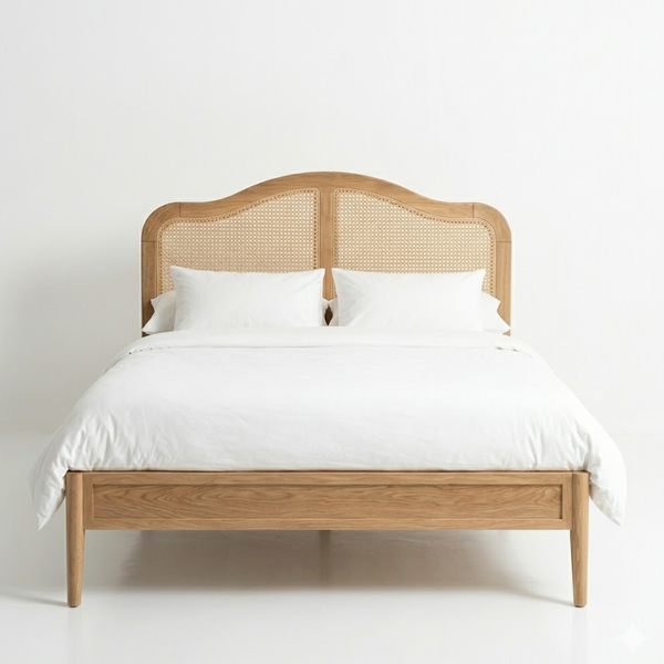 Beaufort Teak Wood Rattan Bed- All Sizes