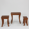 Benbecula Solid Wood Set of 3 Side Table In Natural Finish