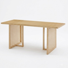 Berlin Rattan Solid Wood Dining Table Set Leather Chairs