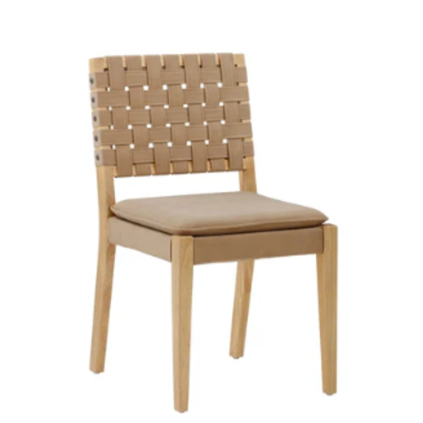 Berlin Rattan Solid Wood Dining Table Set Leather Chairs