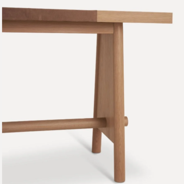 Bermejo Oak Wood & Leather Console Table