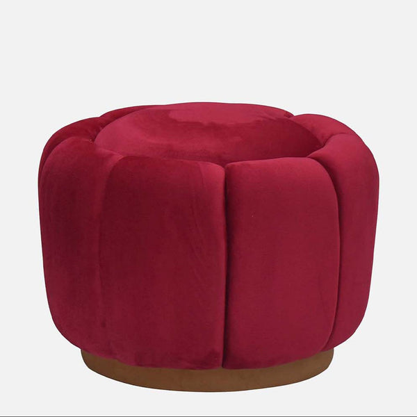 Bizana Tulip Fabric Ottoman in Red Colour