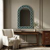 Bone Inlay Mirror Frame Black Geometric Pattren