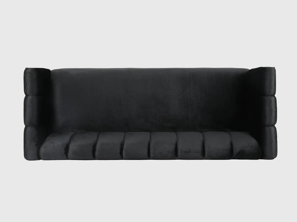 Elizabeth Premium Fabric Three Seater Black