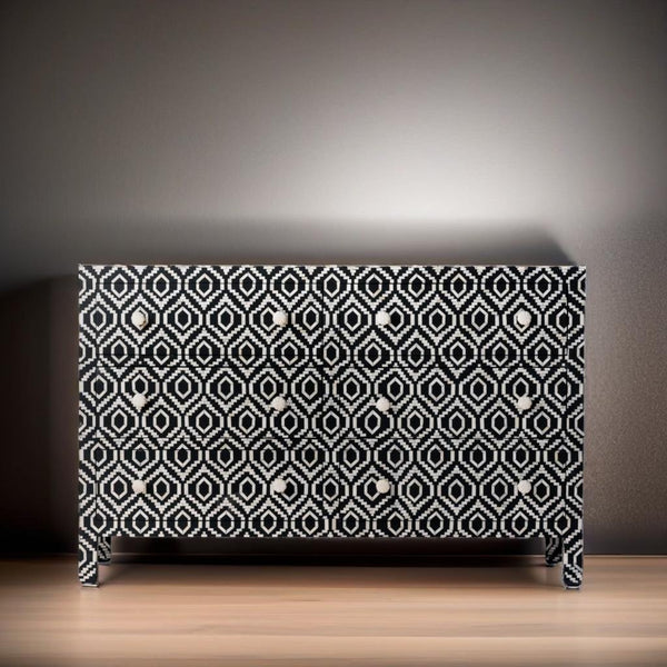Bone Inlay Sideboard in Black & White