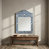 Bone Inlay Blue Floral Large Wall Mirror