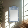 Bone Inlay Blue Floral Large Wall Mirror