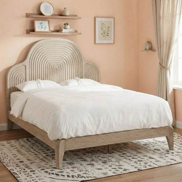 Bohemian Solid Wood Carved Bed – All Sizes