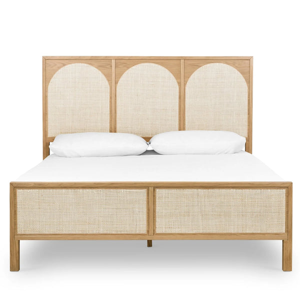 Bohemian Solid Wood Rattan Bed - All Sizes