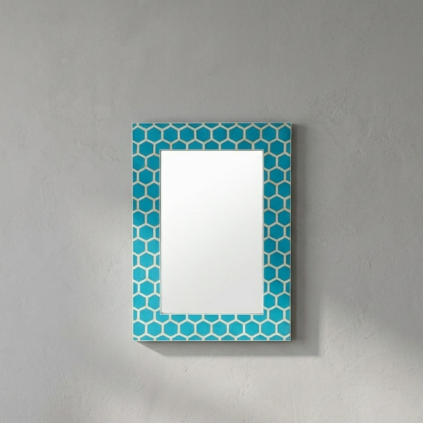 Bone Inlay Hallway Mirror - Honeycomb Pattern