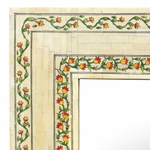 Bone Inlay Hand Painted Indian Mirror Frame