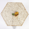 Brownstone Wood Inlay Hexagon Dining Table Set-6 Seater
