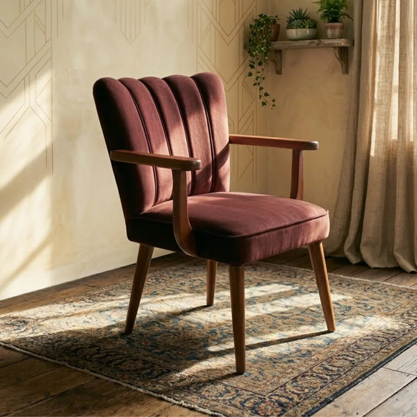 Bulimba Solid Wood Velvet Arm Chair