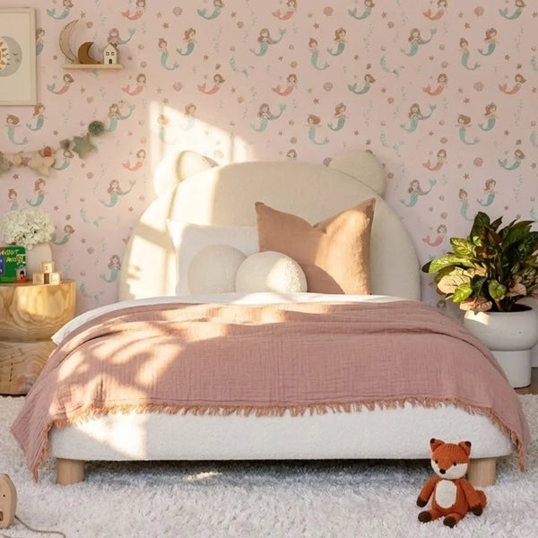 Bunny Hop Soft Padded Boucle Bear Bed
