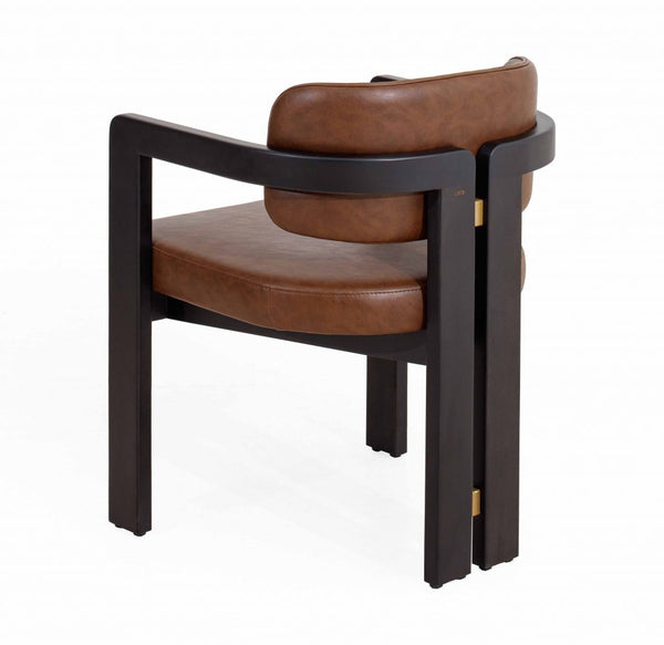 Modern Solid Wood Leather Arm Chair