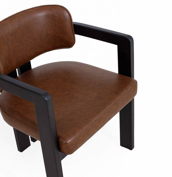 Modern Solid Wood Leather Arm Chair