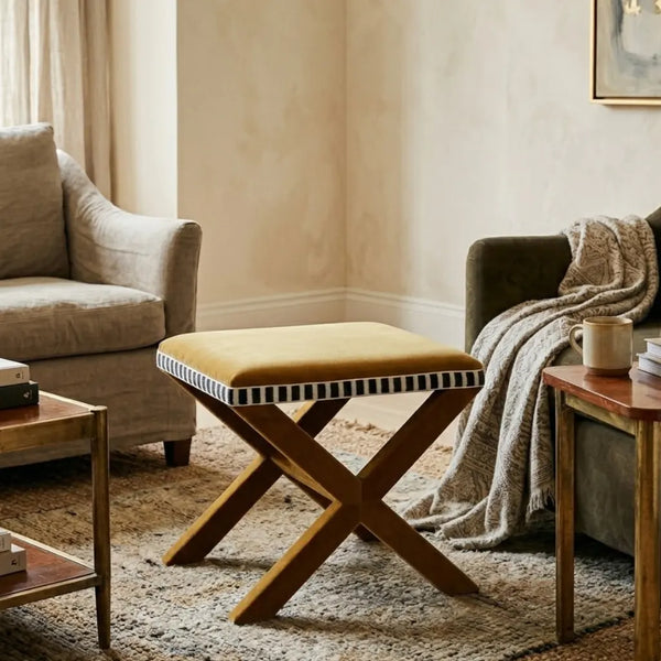 Calla Designer Velvet Ottoman