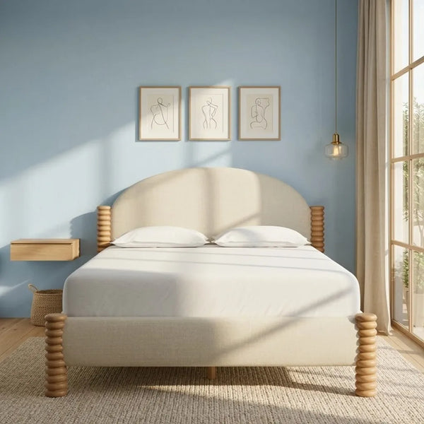 Cardiff Solid Wood Upholstered Bed-All Sizes 