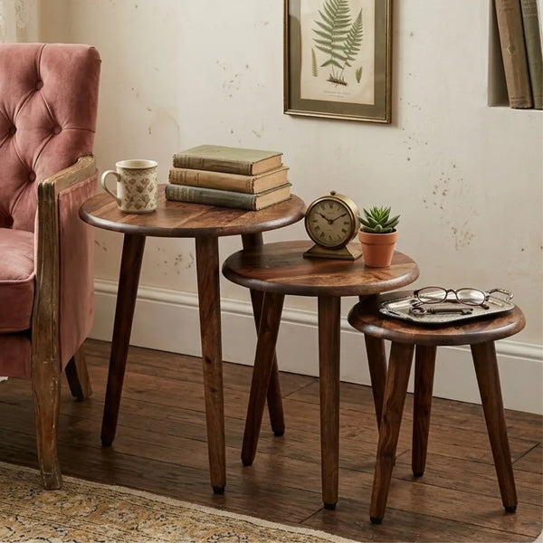 Carinish Sheesham Wood Side Table Set of 3